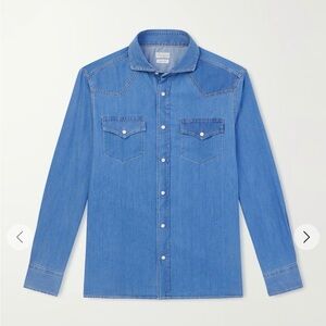 Tom Ford Blue Denim Chambray Western Shirt NWT